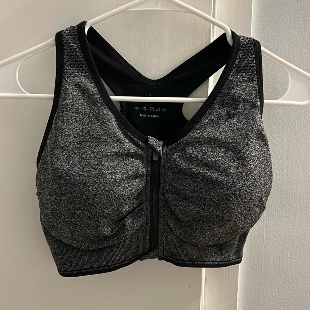 Zip Front Racerback Sports Bra